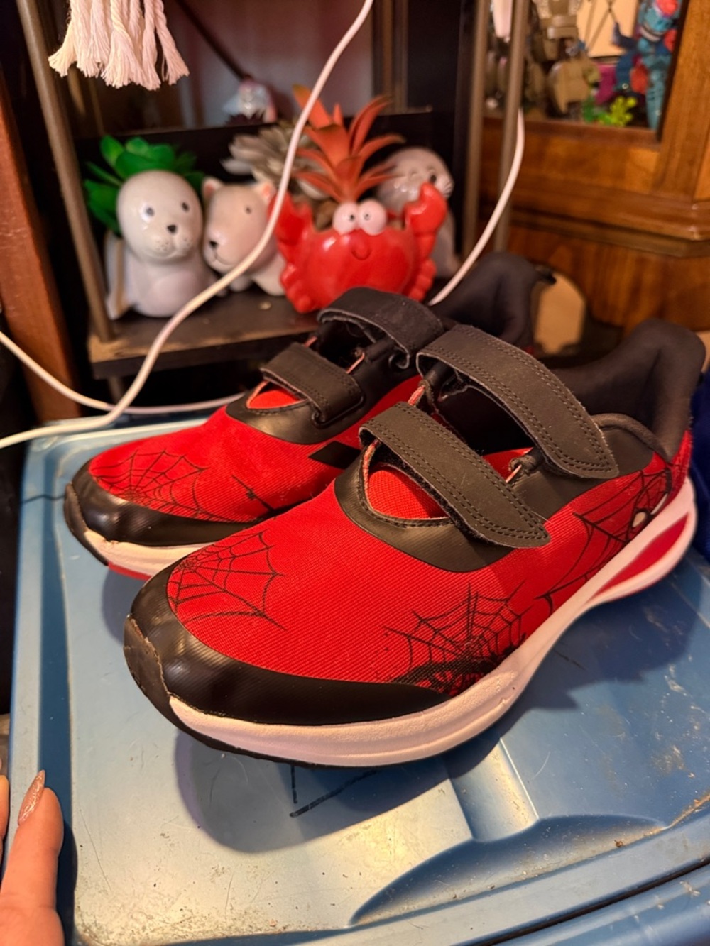 Marvel Red and Black Spiderweb Kids Sneakers with Hook-and-Loop Straps